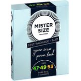 Mister Size Passion & Love Condom sets Smalle proeverij 47-49-53 1x condoom maat 49 + 1x condoom maat 57 + 1x condoom maat 64