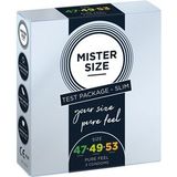 Mister Size Passion & Love Condom sets Smalle proeverij 47-49-53 1x condoom maat 49 + 1x condoom maat 57 + 1x condoom maat 64