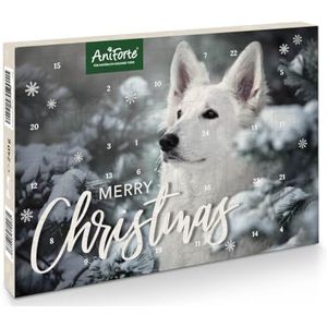 AniForte Adventskalender voor honden 2024, natuurlijke hondensnacks, graanvrij, lekkernijen zonder kleur- en conserveringsmiddelen, kerstkalender met cellulosevulling