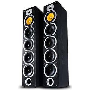 Bennett & Ross Exosphere 4-Wege HiFi Vloerstaande Luidsprekers Paar (200W RMS, 6,5"" Subwoofer, 6,5"" Bassluidspreker, 3x 6,5"" Midrange, 1"" Tweeter, Bassreflex-constructie, houtnerflook) zwart