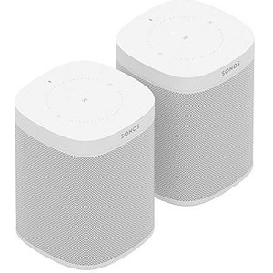 Sonos One Smart speakerset voor 2 kamers, wit, intelligente WLAN-luidsprekers met Alexa spraakbesturing en AirPlay, twee multiroom luidsprekers voor onbeperkte muziekstreaming