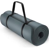 Yoga mat grijs/petrol 1 cm dik, fitnessmat, pilates, aerobics