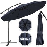 Sonnenschirm Navy-Blau ø 300 cm Ampelschirm Gartenschirm Marktschirm Kurbel Balkon Alu Neigbar - Tillvex