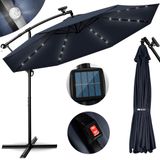 tillvex Aluminium zweefparasol Ø 300 cm, LED-zonnescherm met zwengel, parasol met aan/uit-schakelaar, tuinscherm, uv-bescherming, aluminium, zwengelscherm met standaard, marktscherm, waterdicht