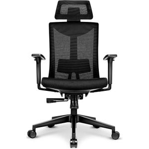 TRESKO Ergonomische bureaustoel BS201 draaistoel met verstelbare lendensteun bureaustoel met hoofdsteun armleunin...