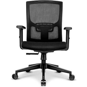 TRESKO Ergonomische bureaustoel BS202 | draaistoel met verstelbare lendensteun | bureaustoel met armleuning