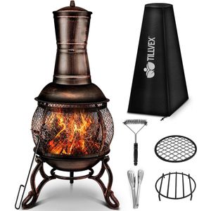 Tillvex- Terrasoven met grill, Brons, 105 cm, Azteekse oven, tuinhaard