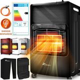 Tresko - 4200 Watt Gasheizer schwarz inkl. Gasdruckregler Gasschlauch + Abdeckung Gasofen Gasheizofen Keramik mit 3 Stufen Infrarot Gasheizgerät