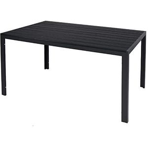 Mojawo Aluminium tuintafel antraciet/zwart eettafel tuinmeubelen tafelblad non-wood imitatie hout weerbestendig 150x90x74cm