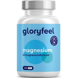 gloryfeel Magnesium Citraat hooggedoseerd - 200 capsules voor 3+ maanden - 1547 mg tri-magnesiumdicitraat