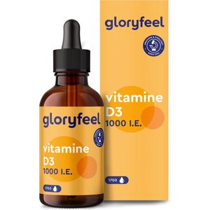 gloryfeel Vitamine D druppels 50ml (1700 Druppels) - 1.000 IE - Vitamine D3 in MCT-olie uit kokosnoot