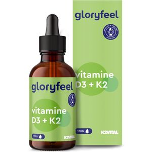 gloryfeel Vitamine D3 K2 - Vitamine D Druppels 1000 I.E. - 50ml - Premium 99,7+% All-Trans (K2VITAL® van Kappa)