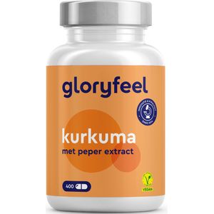 Kurkuma - 400 Capsules - Origineel Kurkumapoeder uit India - 700 mg per capsule met Curcumine & Piperine