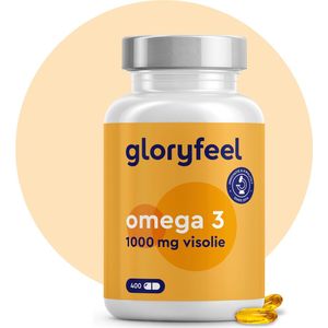 gloryfeel Omega 3 Visolie capsules - 1000 mg - 400 softgels voor 1+ jaar voorraad - 180 mg EPA en 120 mg DHA