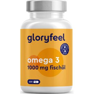 gloryfeel Omega 3 Visolie - 1000 mg - 400 capsules voor 1+ jaar voorraad - 180 mg EPA en 120 mg DHA