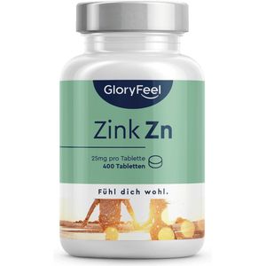 Zinktabletten - 400 Veganistische Tabletten - 25mg Zink - 57 Weken Voorraad