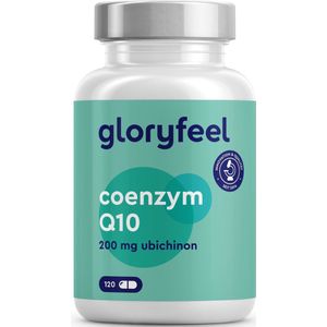gloryfeel - Coenzym Q10 - Hoog gedoseerd - 200 mg zuiver Q10 (ubiquinon) per capsule - 120 veganistische capsules (4 maanden) - CoQ10 geproduceerd uit plantaardige fermentatie - Laboratorium getest, zonder toevoegingen, geproduceerd in Duitsland.