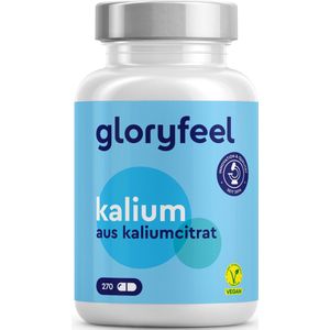 gloryfeel Kalium 270 tabletten - 2446 mg waarvan 800 mg elementair kalium - Kaliumcitraat voor bloeddruk, spierfunctie en zenuwstelsel* - Meer dan 4 maanden voorraad potassium citrate - Veganistisch