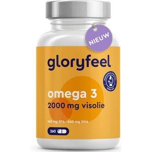 Omega 3 Visolie 2000 mg met 660mg EPA & 440mg DHA per Portie - 260 Capsules - In triglyceridevorm - Essentiële omega-3 vetzuren - Ondersteuning voor hersenen, hart en gezichtsvermogen*