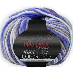 PRO LANA Wash-vilt Colori 100 - kleur: blauw/bruin (701) - 100 g/ca. 100 m wol