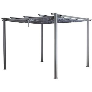 Jet-line Luxor Paviljoen pergola overkapping 4 x 3 m zonwering schuifdak terras tuin antraciet-antraciet zonwering zonnedak uv-bescherming aluminium aluminium massieve steunen 10 x 10 cm