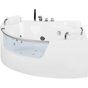 Hoekbad whirlpool bad wit sanitair acryl met led massage jets 187 x 136 cm modern ontwerp badkamer
