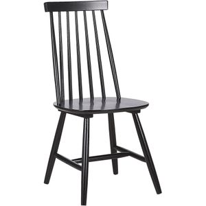 Set van 2 Moderne Eetkamerstoelen Massief Hout Zwart Latten Rugleuning Burbank