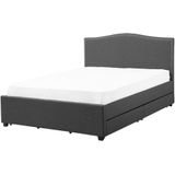 MONTPELLIER - Bed opbergruimte LED - Donkergrijs - 160x200 cm - Stof