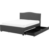 MONTPELLIER - Bed opbergruimte LED - Donkergrijs - 160x200 cm - Stof