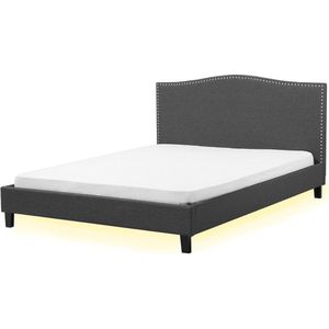 MONTPELLIER - Tweepersoonsbed LED - Grijs - 160 x 200 cm - Polyester