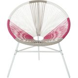 Balkonset wit/beige/roze wicker en staal set van 2 stoelen modern Mexicaanse stijl balkon terras tuinmeubel