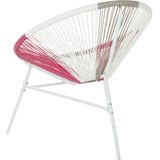 Balkonset wit/beige/roze wicker en staal set van 2 stoelen modern Mexicaanse stijl balkon terras tuinmeubel