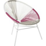 Balkonset wit/beige/roze wicker en staal set van 2 stoelen modern Mexicaanse stijl balkon terras tuinmeubel