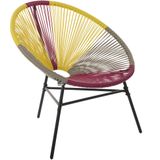 Beliani ACAPULCO  - Tuinstoel set van 2 - Roze/Geel/Beige - PE rotan