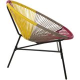 Balkonset beige/roze/geel wicker en staal set van 2 stoelen modern Mexicaanse stijl balkon terras tuinmeubel