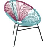 Balkonset roze/blauw wicker en staal set van 2 stoelen modern Mexicaanse stijl balkon terras tuinmeubel