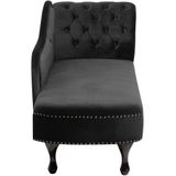 Beliani NIMES - Chaise longue in Zwart Fluweel: Comfortabele en stijlvolle Chesterfield