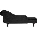 Beliani NIMES - Chaise longue in Zwart Fluweel: Comfortabele en stijlvolle Chesterfield