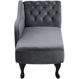 Beliani NIMES - Chaise longue-grijs-Fluweel: Comfortabele Chesterfield Chaise