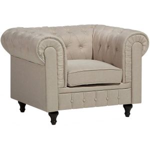 CHESTERFIELD L - Chesterfield Fauteuil - Beige - Polyester