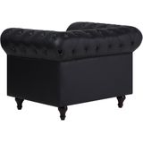 Beliani CHESTERFIELD - Chesterfield fauteuil - Zwart - Kunstleer