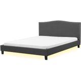 MONTPELLIER - Tweepersoonsbed LED - Grijs - 180 x 200 cm - Polyester