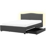 MONTPELLIER - Bed opbergruimte LED - Grijs - 180 x 200 cm - Polyester