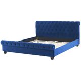 AVALLON - Tweepersoonsbed - Blauw - 180 X 200 cm - Fluweel