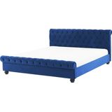 AVALLON - Tweepersoonsbed - Blauw - 180 X 200 cm - Fluweel