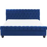 AVALLON - Tweepersoonsbed - Blauw - 160 x 200 cm - Fluweel