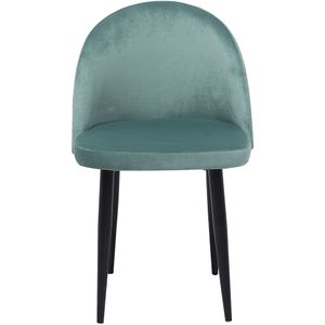 Set van 2 eetkamer stoelen groen fluweel stof modern retro ontwerp zwarte poten