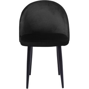 Set van 2 eetkamer stoelen zwart fluweel stof modern retro ontwerp zwarte poten