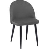 Set van 2 eetkamer stoelen grijs fluweel stof modern retro ontwerp zwarte poten