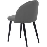 Set van 2 eetkamer stoelen grijs fluweel stof modern retro ontwerp zwarte poten
